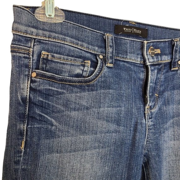 White House Black Market Womens 2 Blue Dark Wash Denim Slim Cropped Jeans - Picture 4 of 8